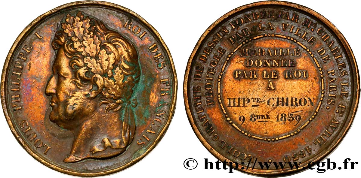 LOUIS-PHILIPPE I Médaille donnée par le roi, école de dessin VF