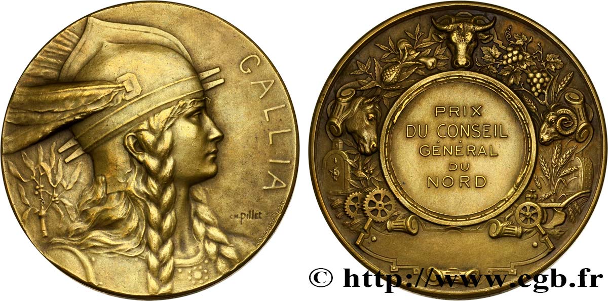 TROISIÈME RÉPUBLIQUE Médaille GALLIA de récompense TTB+