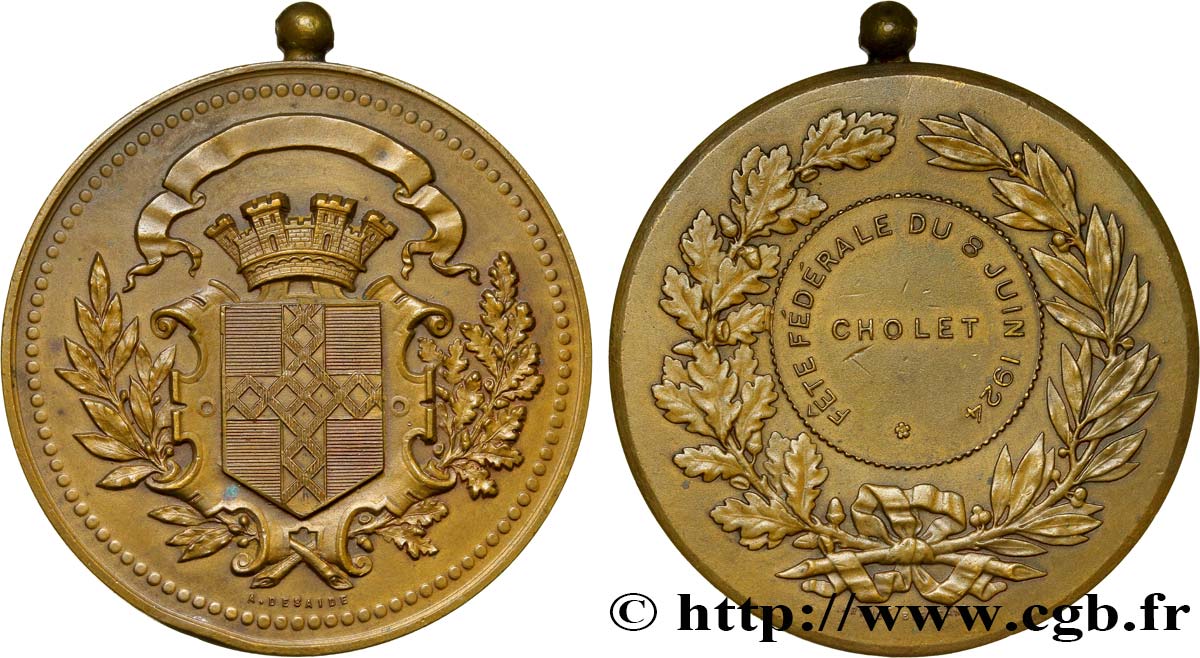 III REPUBLIC Médaille de la fête du 8 juin 1924 AU