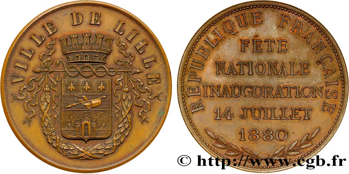 TROISIÈME RÉPUBLIQUE Médaille de la fête nationale - 14 juillet 1880 TTB+