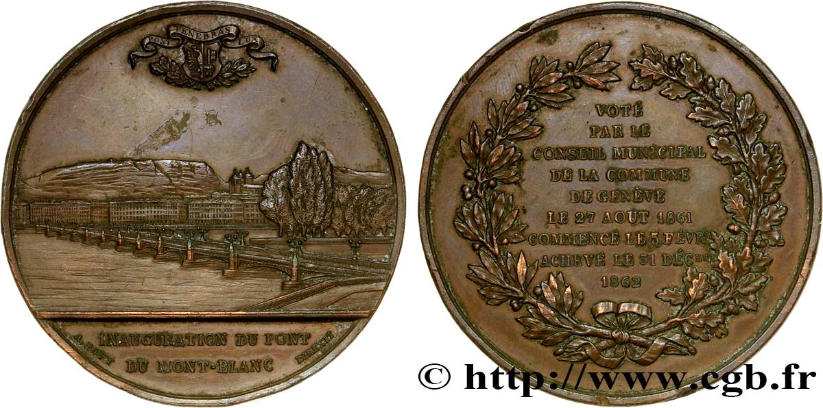 SUISSE Médaille du pont du Mont-Blanc - Genève TTB