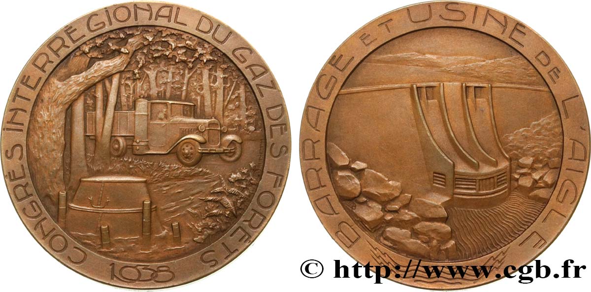 TROISIÈME RÉPUBLIQUE Médaille du congrès interrégional du gaz des forêts SUP