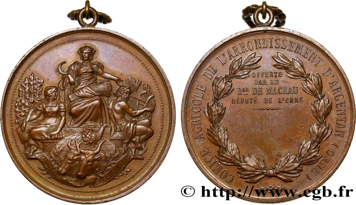 TROISIÈME RÉPUBLIQUE Médaille de comice agricole - Baron de Mackau TTB+