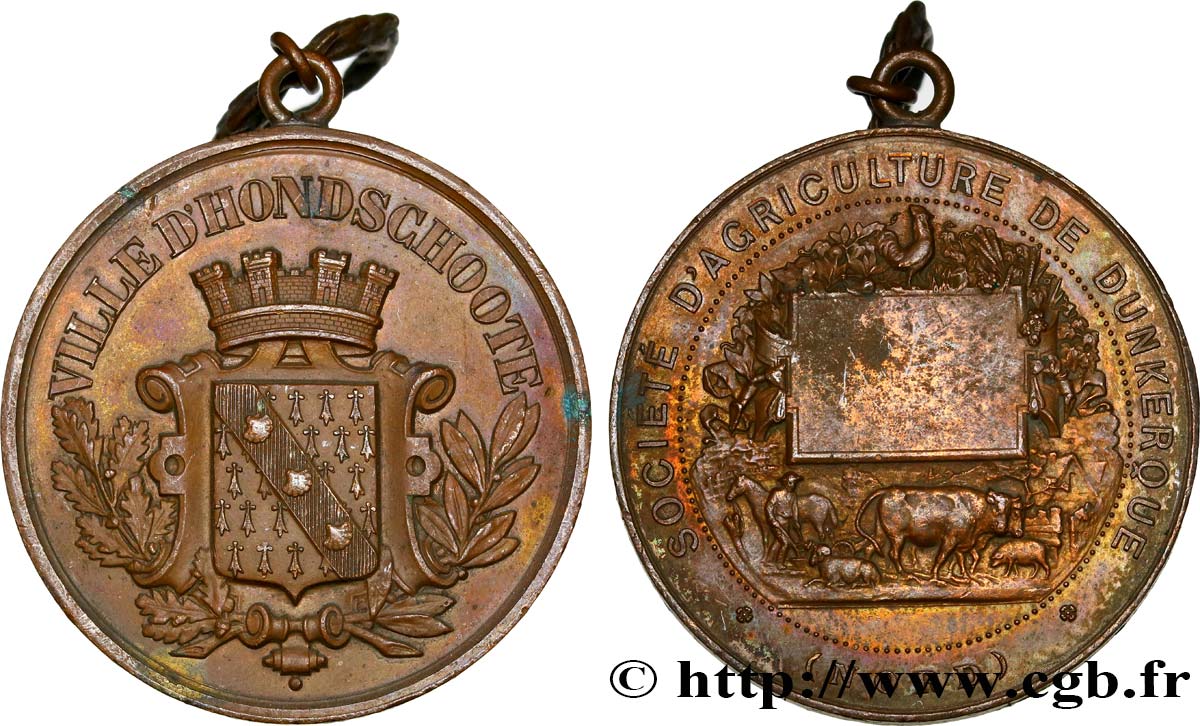 III REPUBLIC Médaille, Société d’agriculture de Dunkerque AU