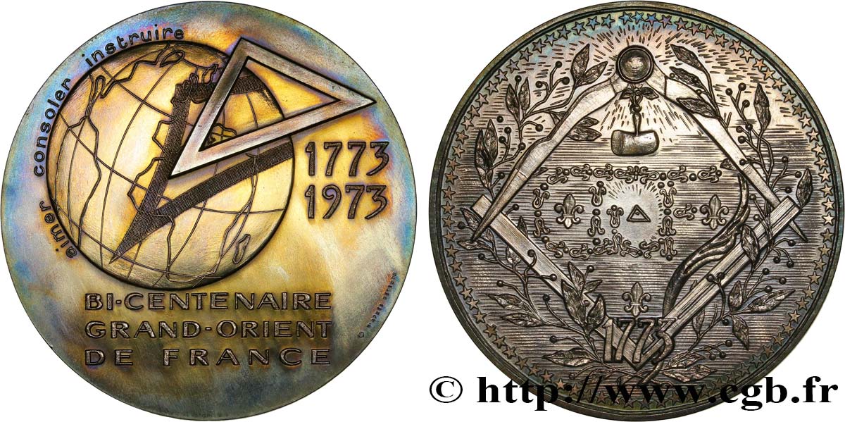 CINQUIÈME RÉPUBLIQUE Médaille du bicentenaire du Grand Orient de France SPL