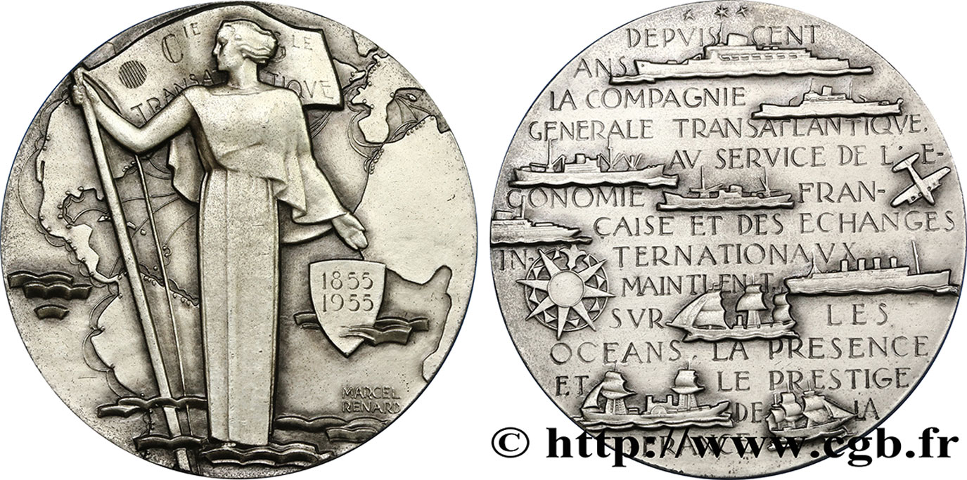 QUATRIÈME RÉPUBLIQUE Médaille de la Compagnie Transatlantique TTB