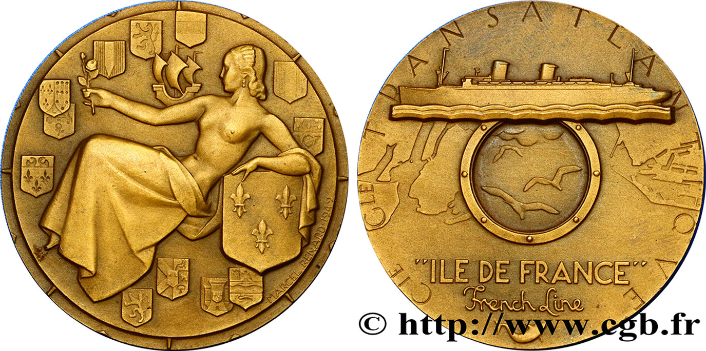 QUATRIÈME RÉPUBLIQUE Médaille de la Cie Transatlantique TTB+