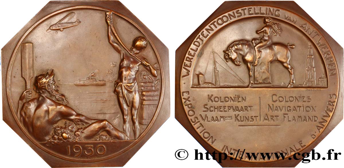 BELGIQUE Médaille octogonale de l’exposition Internationale d Anvers SUP