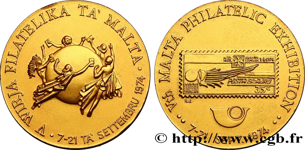 MALTE Médaille de la 5e exposition philatélique SUP