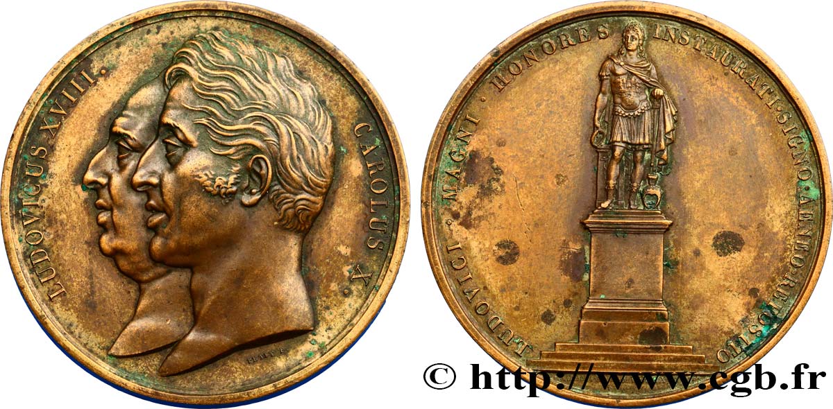 CHARLES X Médaille d’hommage à Louis XIV TTB