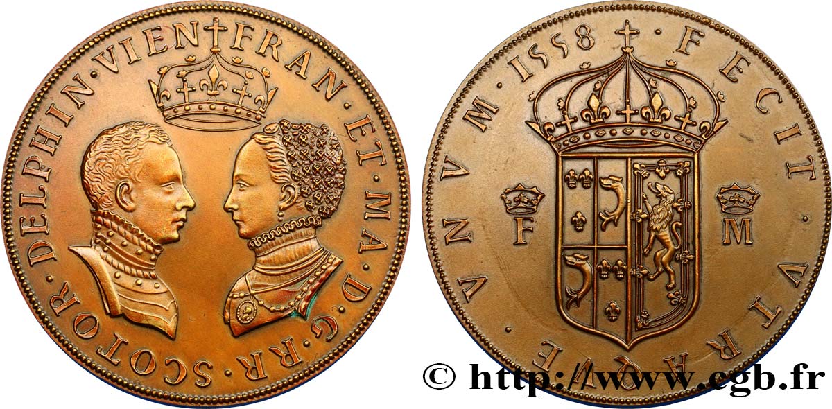 FRANÇOIS II Médaille de François II et Marie Stuart AU