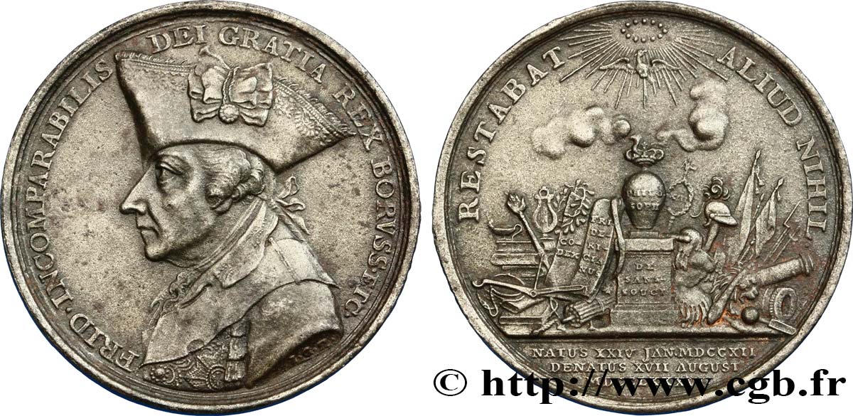 ALLEMAGNE - ROYAUME DE PRUSSE - FRÉDÉRIC II LE GRAND Médaille, Décès de Frédéric II le Grand TTB+