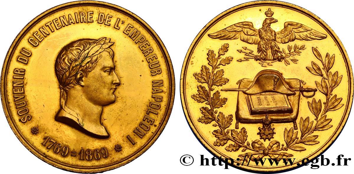 SECOND EMPIRE Médaille, Centenaire de l’empereur Napoléon Ier SPL