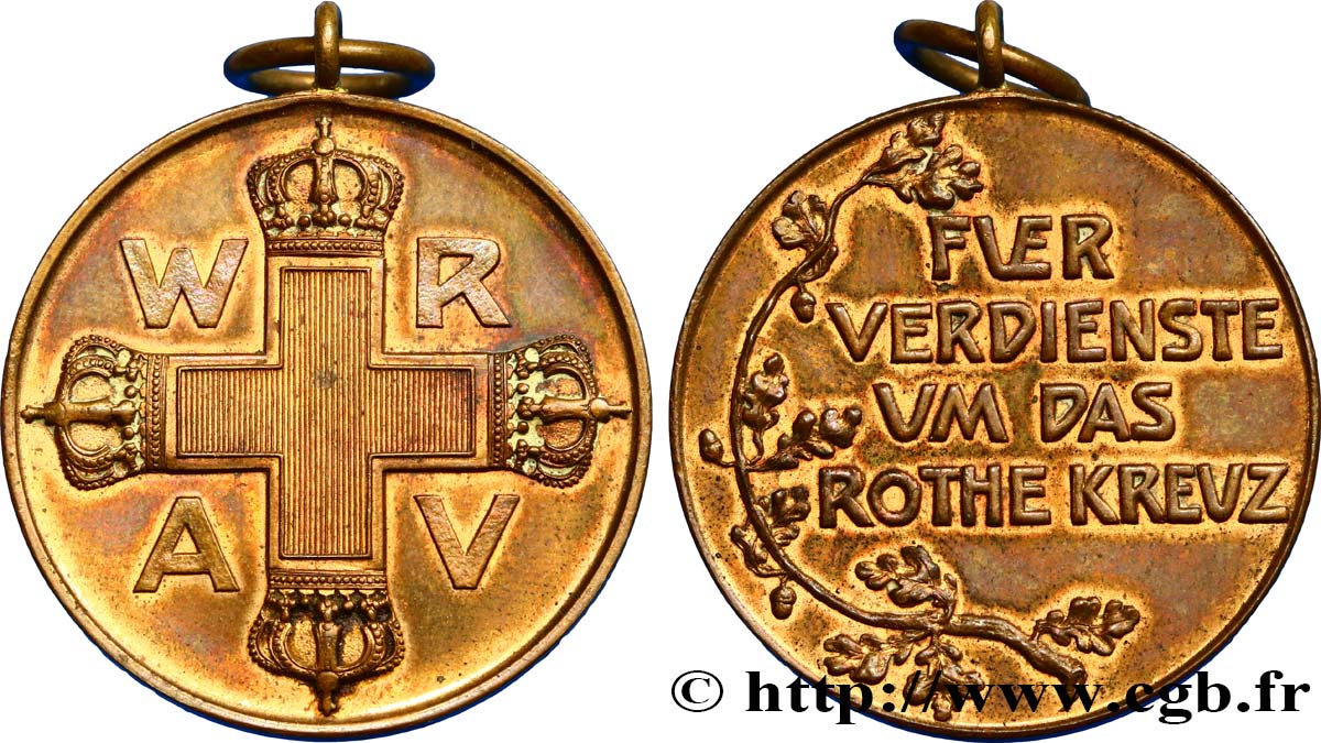 ALLEMAGNE - ROYAUME DE PRUSSE - GUILLAUME II Médaille de la croix rouge allemande TTB+
