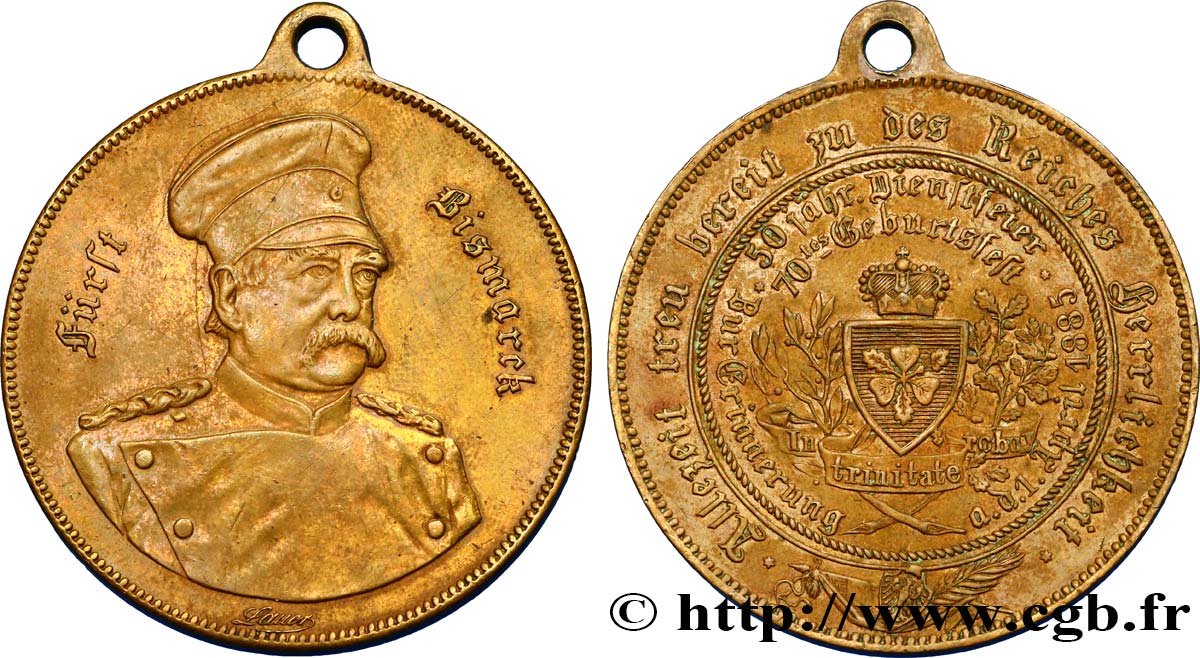 ALLEMAGNE - ROYAUME DE PRUSSE - GUILLAUME Ier Médaille d’Otto von Bismarck TTB+