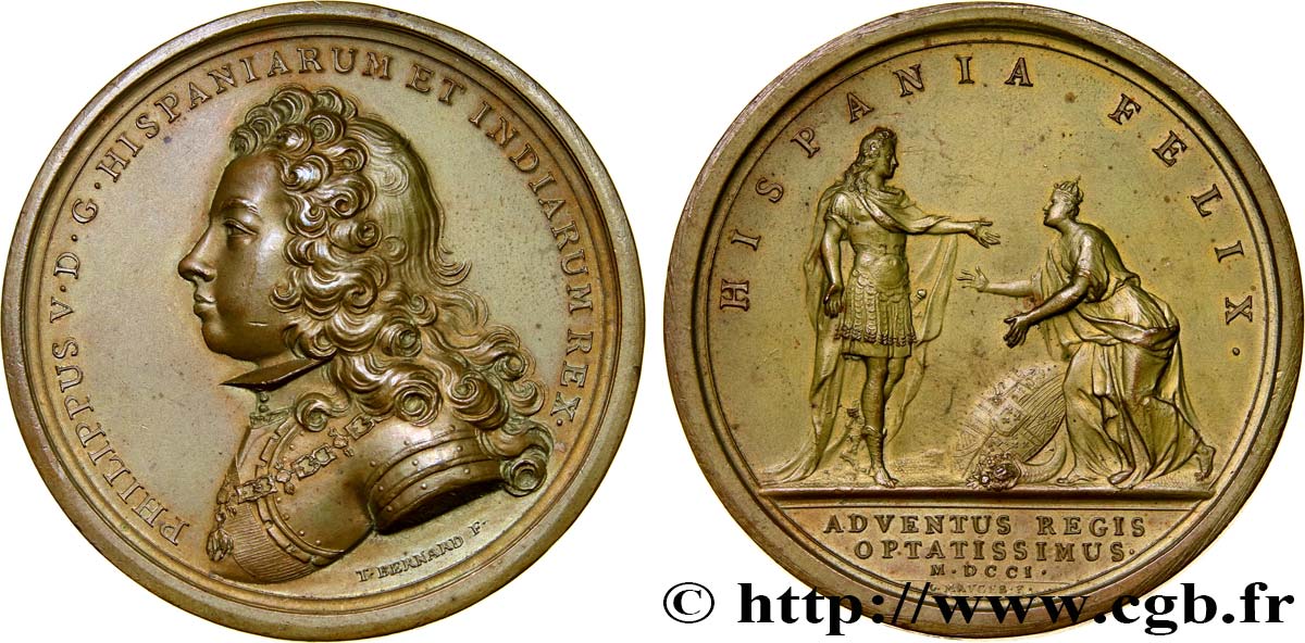 LOUIS XIV LE GRAND OU LE ROI SOLEIL Médaille pour l’arrivée de Philippe V en Espagne SUP