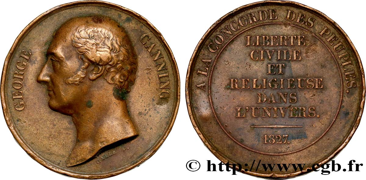 GREAT BRITAIN - GEORGE IV Médaille, Hommage à George Canning VF