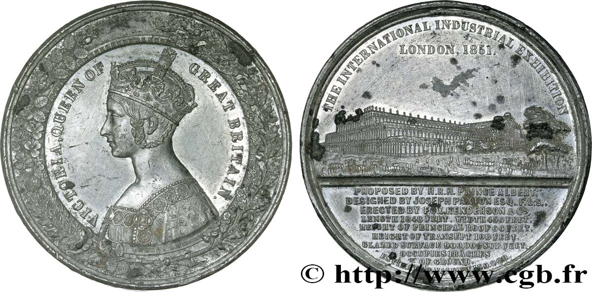 GRANDE BRETAGNE - VICTORIA Médaille du Crystal Palace - Reine Victoria TTB+