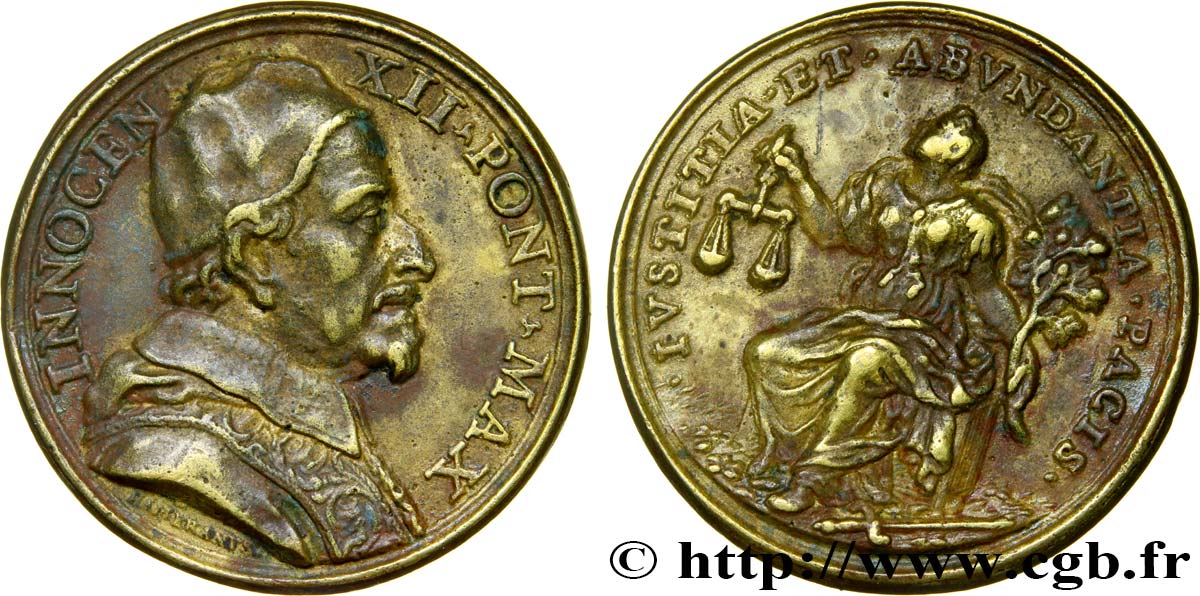 ITALIE - ÉTATS DU PAPE - INNOCENT XII (Antoine Pignatelli) Médaille, vœux de paix et de prospérité TTB