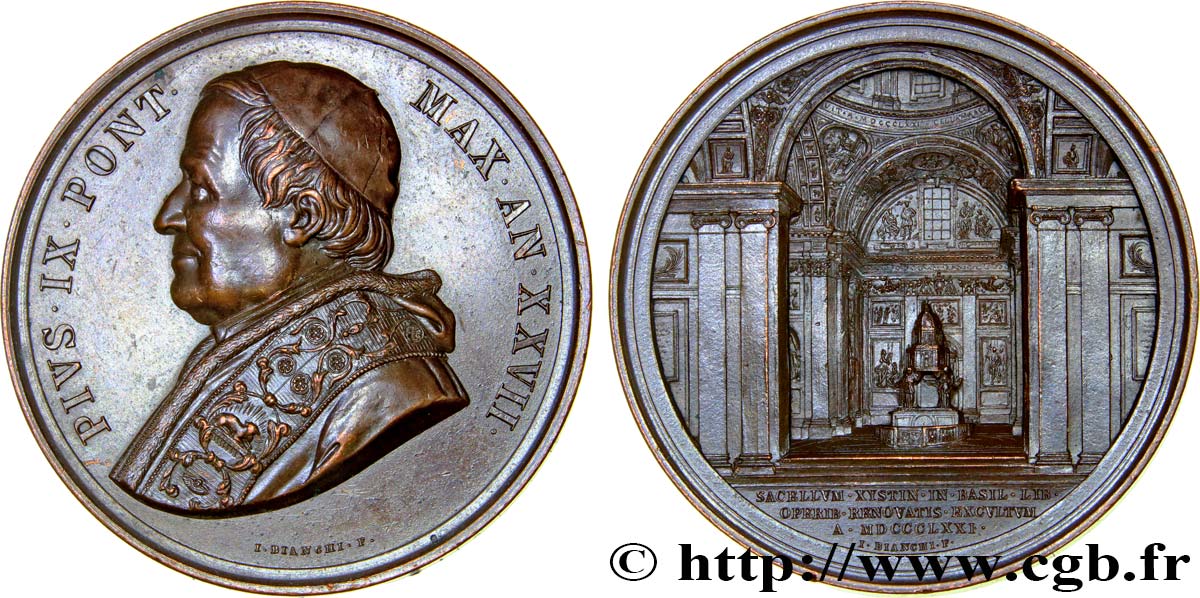 ITALIE - ÉTATS DU PAPE - PIE IX (Jean-Marie Mastai Ferretti) Médaille, Basilique Saint Pierre SUP
