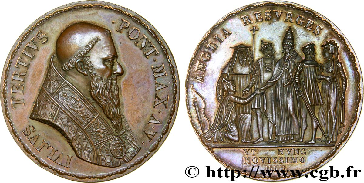 VATICAN ET ÉTATS PONTIFICAUX Médaille du pape Jules III, pour le retour de l’Angleterre à l’église romaine SUP