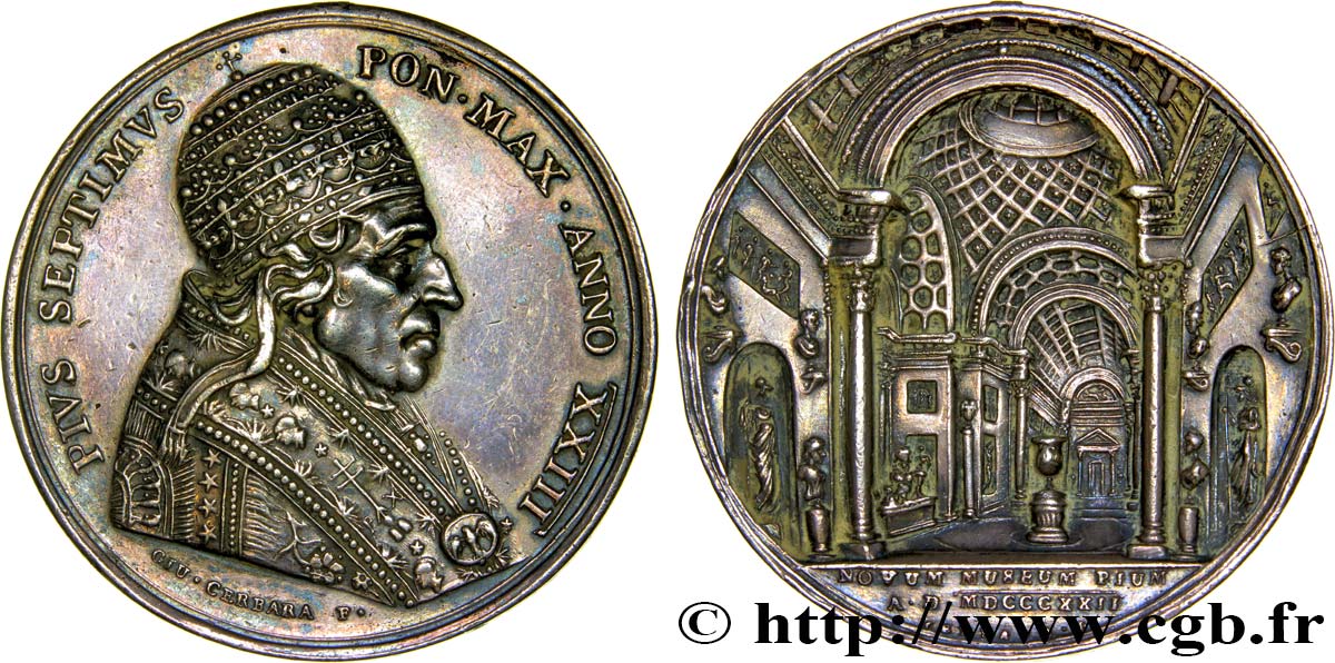 ITALIE - ÉTATS DU PAPE - PIE VII (Barnaba Chiaramonti) Médaille, Musée Chiaramonti TTB+