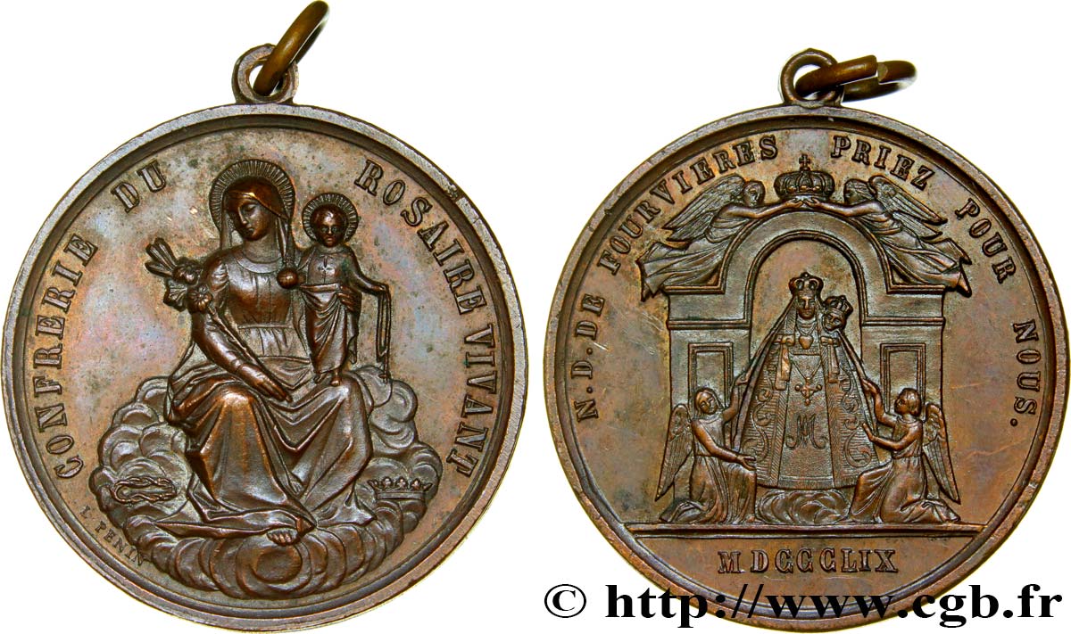 SECOND EMPIRE Médaille de la confrérie du Rosaire Vivant AU