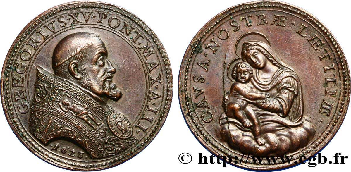 VATICAN ET ÉTATS PONTIFICAUX Médaille, Grégoire XV, Cause de notre joie SUP