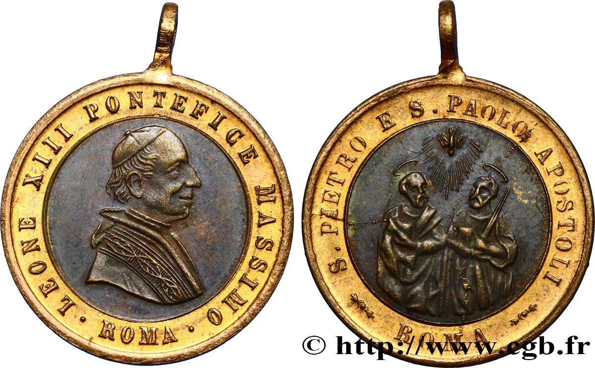 ITALIE - ÉTATS DU PAPE - LÉON XIII (Vincenzo Gioacchino Pecci) Médaille, Saint Pierre et Saint Paul TTB+