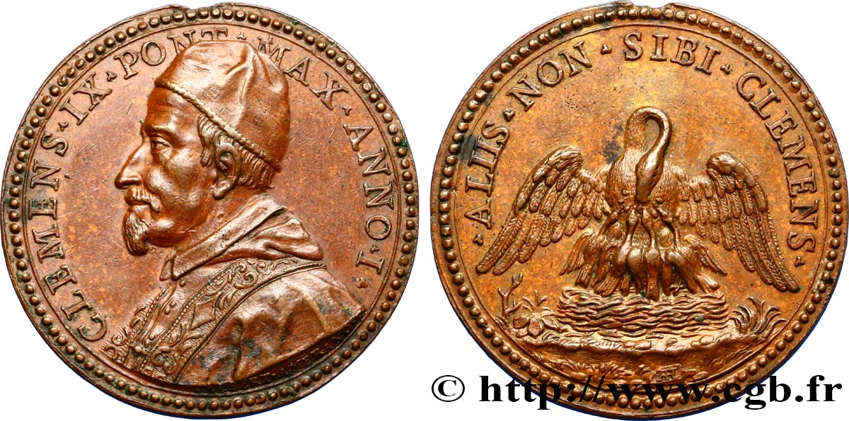 ITALY - PAPAL STATES - CLEMENT IX (Giulio Rospigliosi) Médaille, Pape Clément IX, Miséricorde AU