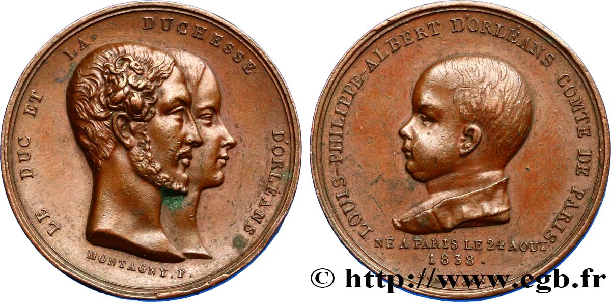 LOUIS-PHILIPPE I Médaille pour la naissance de Louis Philippe Albert d Orléans AU