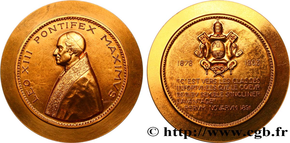 ITALIE - ÉTATS DU PAPE - LÉON XIII (Vincenzo Gioacchino Pecci) Médaille, citation du pape SUP