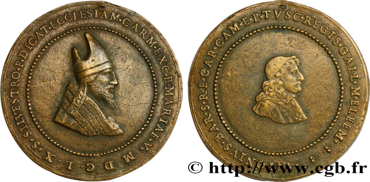 VATICAN ET ÉTATS PONTIFICAUX Médaille, Sylvestre Ier et Antonio Barberini, Église de la Madonna del Castagno  TTB