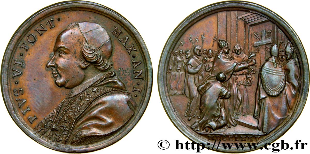 ITALIA - ESTADOS PONTIFICOS - PIUS VI (Giovanni Angelo Braschi Médaille, Ouverture de la Porte Sainte MBC+