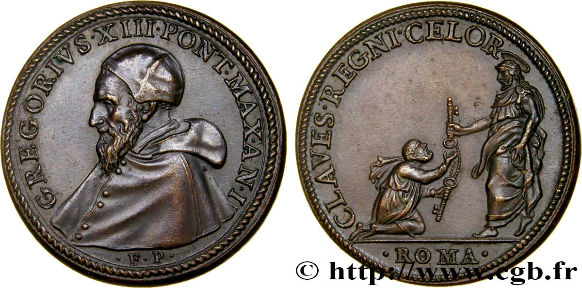 ITALIE - ÉTATS DU PAPE - GRÉGOIRE XIII (Ugo Boncompagni) Médaille, Claves regni celor SUP
