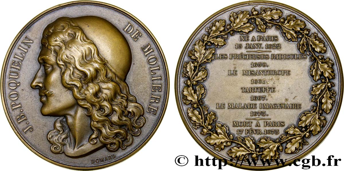 LOUIS XIV LE GRAND OU LE ROI SOLEIL Médaille de Molière SUP