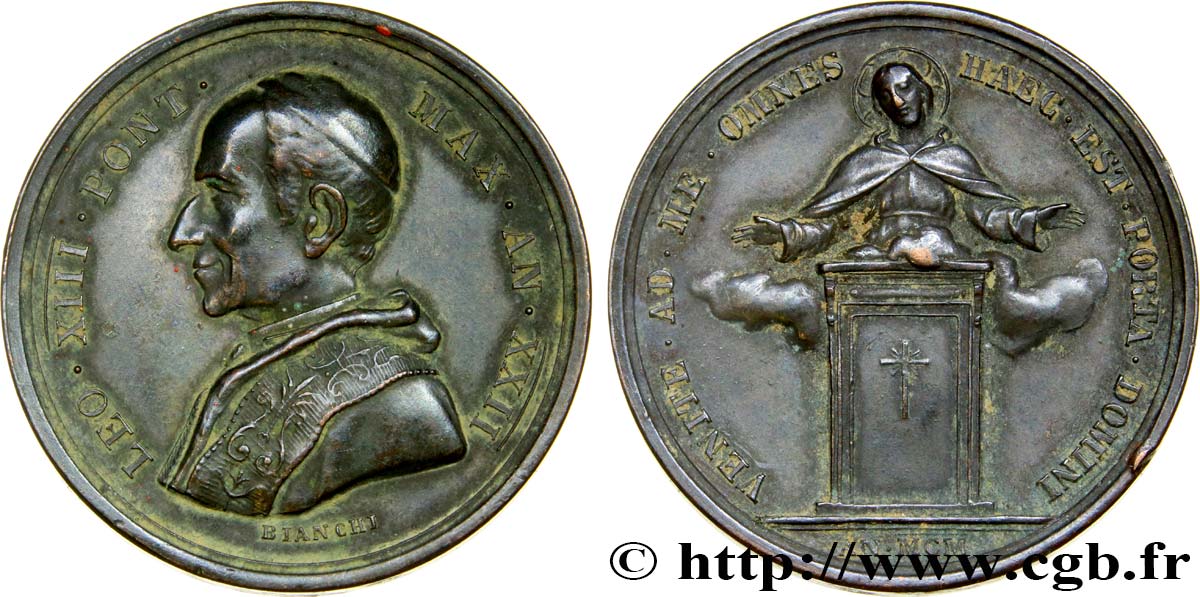 ITALIE - ÉTATS DU PAPE - LÉON XIII (Vincenzo Gioacchino Pecci) Médaille, Venite ad me omnes TTB