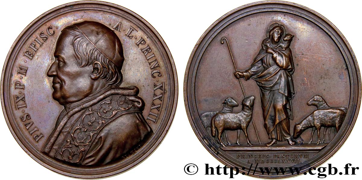 ITALIE - ÉTATS DU PAPE - PIE IX (Jean-Marie Mastai Ferretti) Médaille, Princeps pastorum SUP