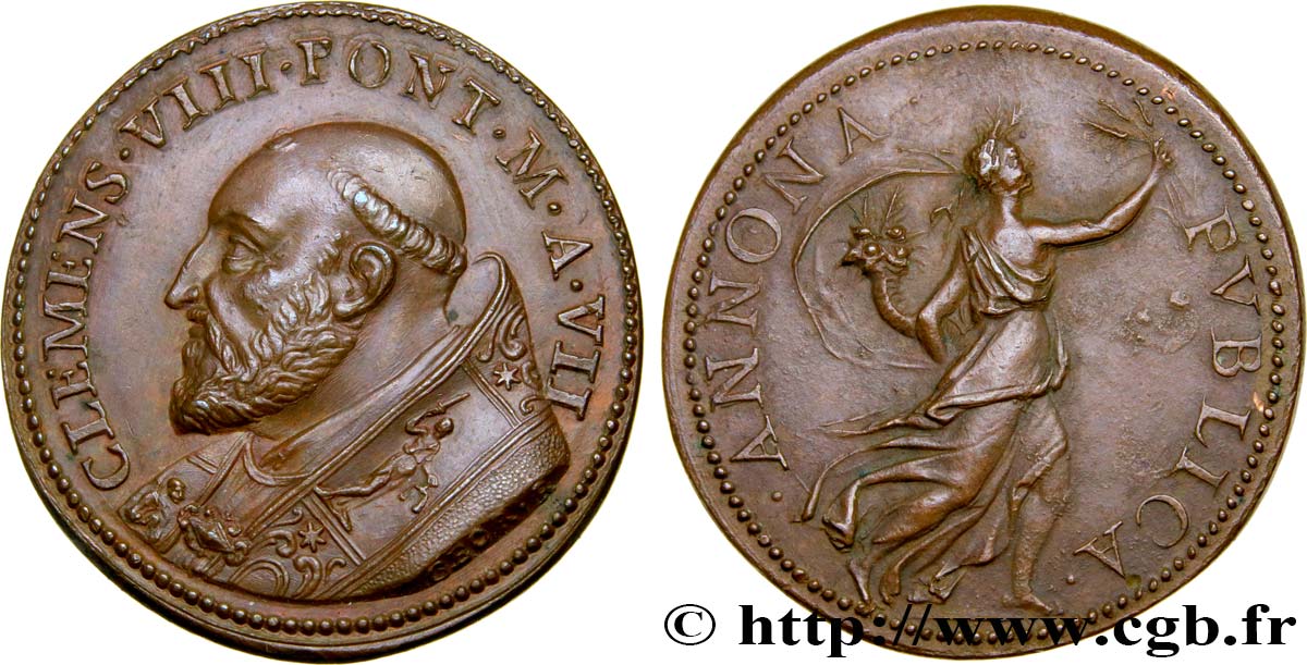VATICAN AND PAPAL STATES Médaille, Clément VIII, Annona Publica AU