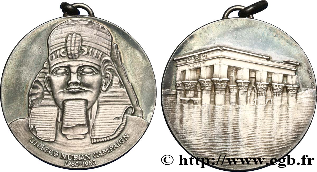 ÉGYPTE - RÉPUBLIQUE D ÉGYPTE Médaille de la Campagne du Nil de l’UNESCO TTB+