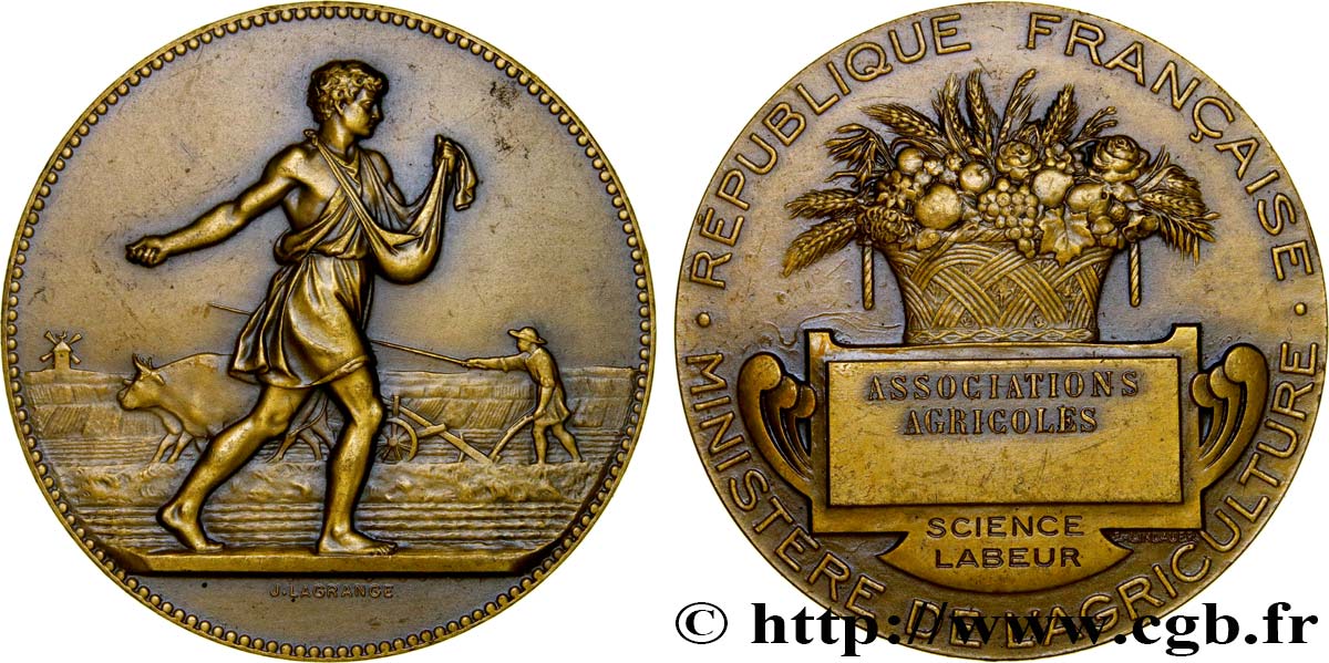 TROISIÈME RÉPUBLIQUE Médaille, Associations agricoles SUP