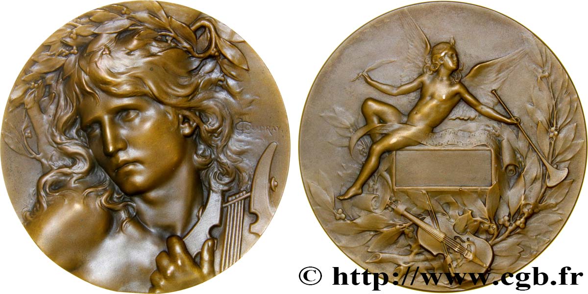 TROISIÈME RÉPUBLIQUE Médaille Orphée - Joueur de lyre TTB+
