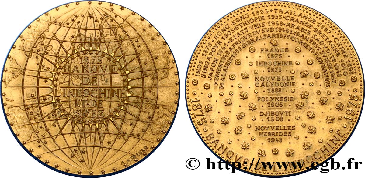 BANKS - CRÉDIT INSTITUTIONS Médaille, Centenaire de la Banque de l’Indochine de de Suez AU