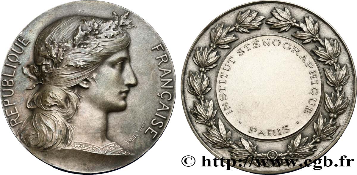 III REPUBLIC Médaille, Institut sténographique de Paris AU