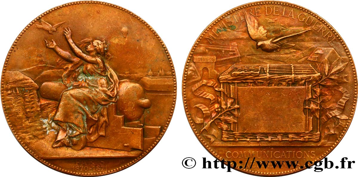 GUERRE DE 1870-1871 Médaille de la communication aérienne TTB