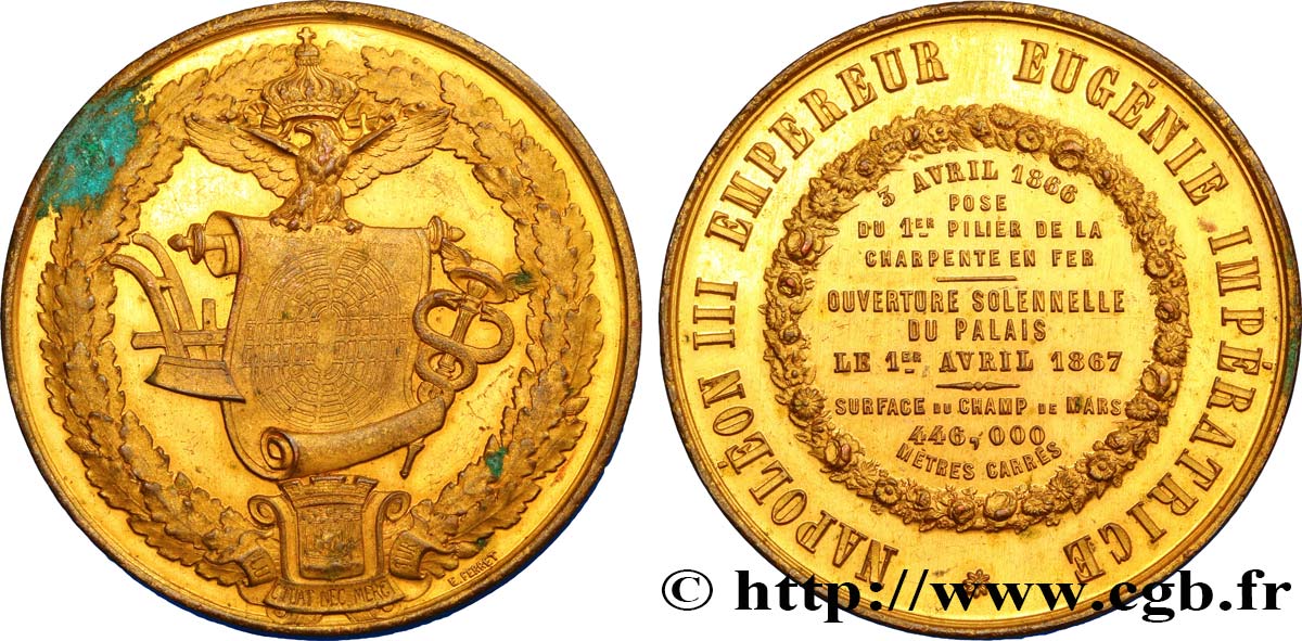 SECOND EMPIRE Médaille, Ouverture solennelle du Palais, Champ de Mars AU