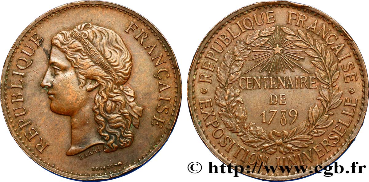 TROISIÈME RÉPUBLIQUE Médaille, Centenaire de 1789 TTB+