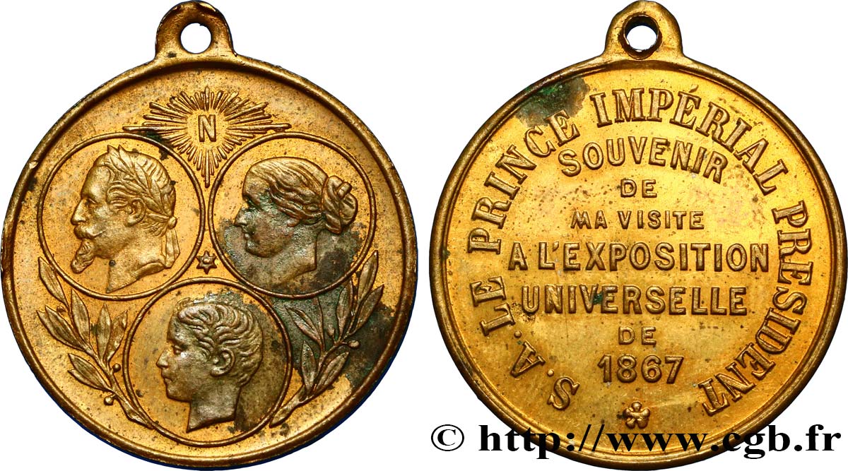 SECOND EMPIRE Médaille de la famille impériale - souvenir de l’Exposition TTB+