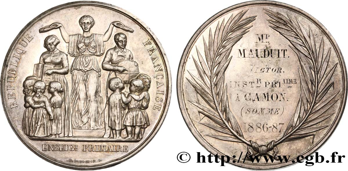 III REPUBLIC Médaille, Enseignement primaire AU