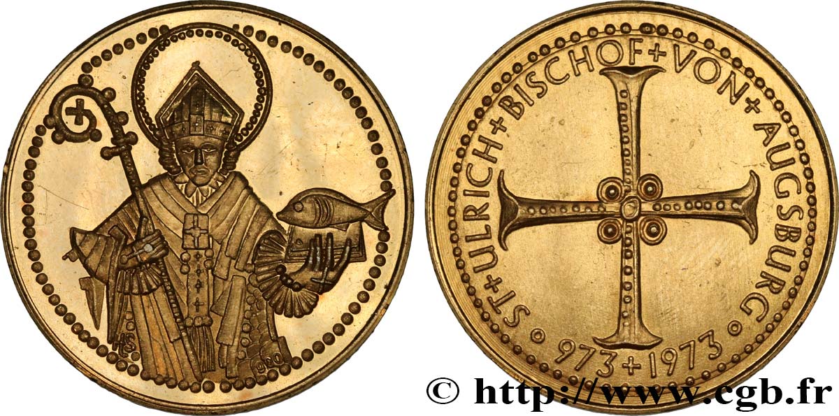 ALLEMAGNE Médaille, millénaire de l’évêque d’Aubsburg SUP